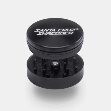 View of the 2 part Santa Cruz Shredder grinder in black.