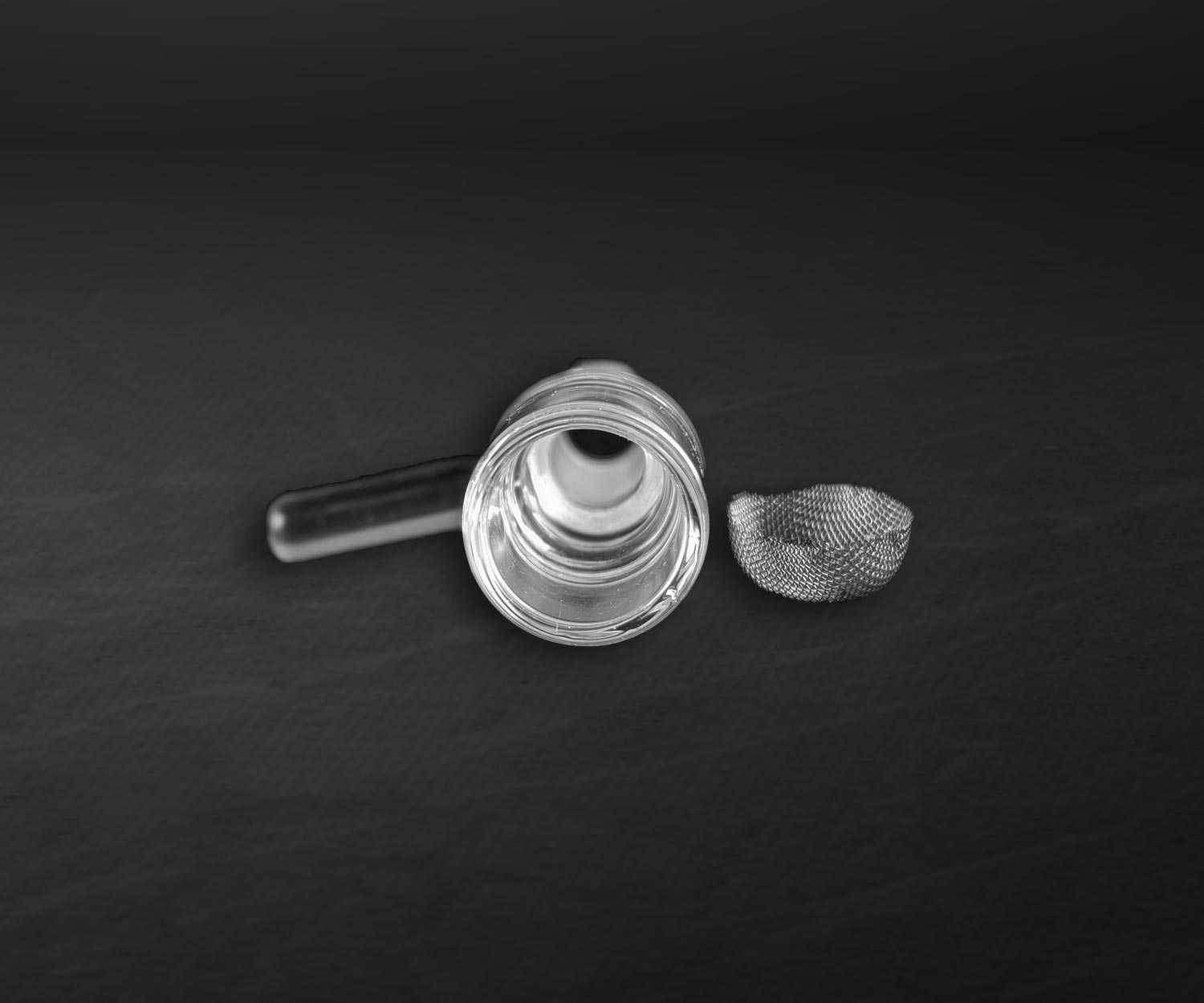 Looking down the centre of the micro-dosing bowl.