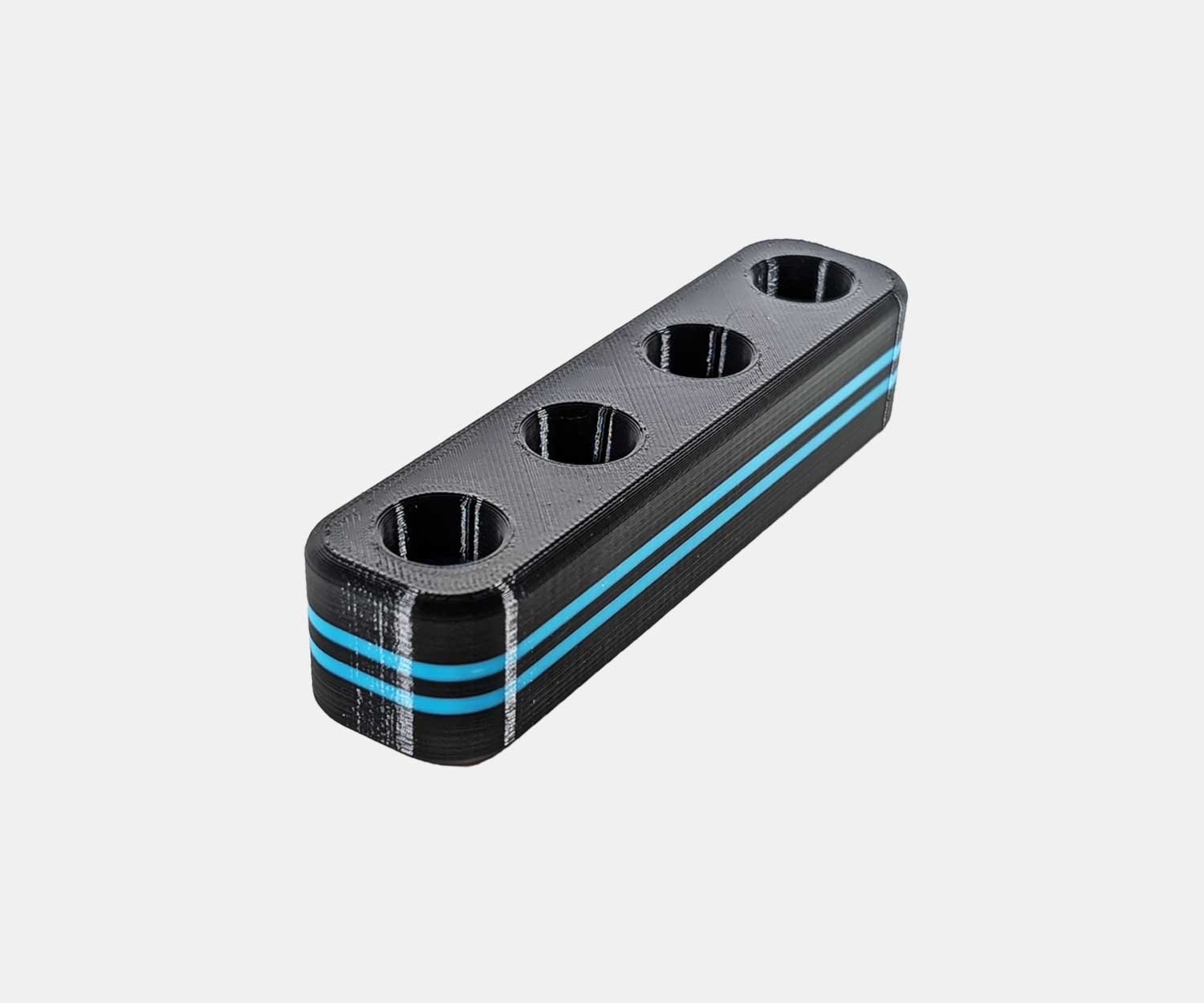 Side view of the Heavy Hitter bowl holder in blue.