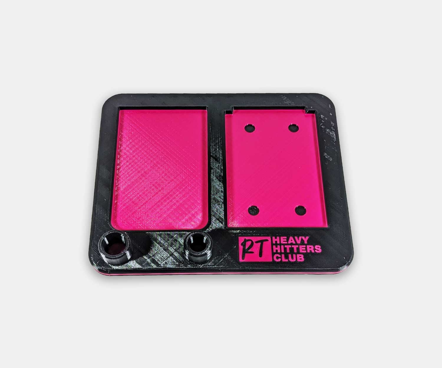 Showing the Heavy Hitters ball vape tray in pink.
