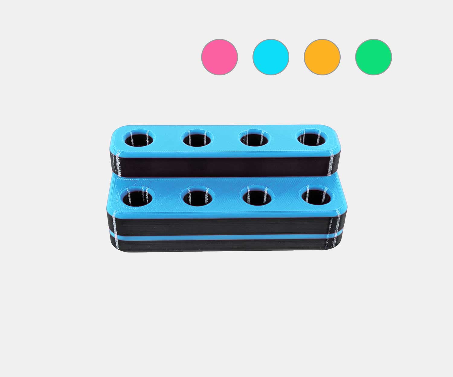 The Heavy Hitter 8 hole / 2 tier bowl holder in blue front view.