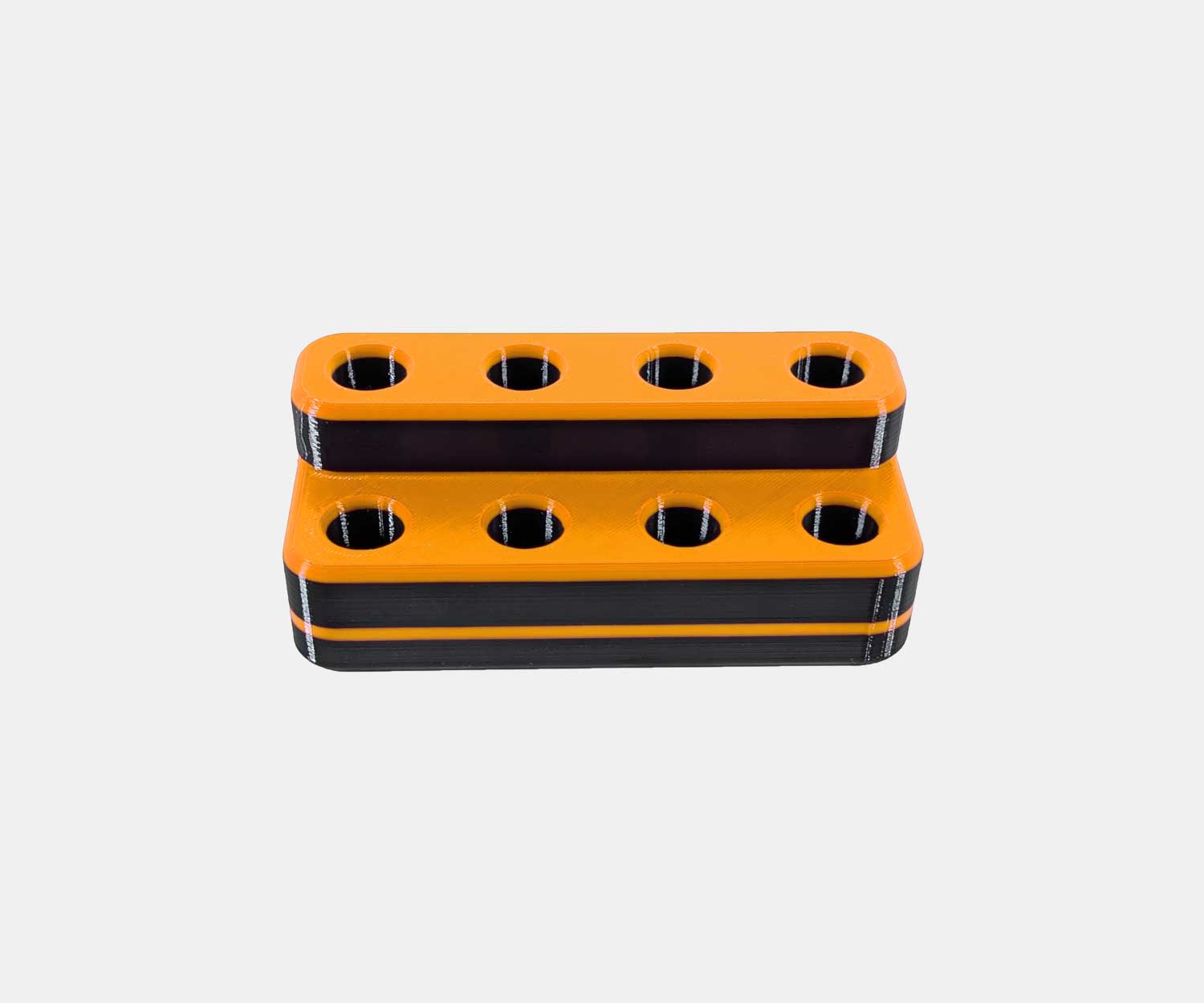 Front view of the Heavy Hitter 8 hole / 2 tier bowl holder in orange