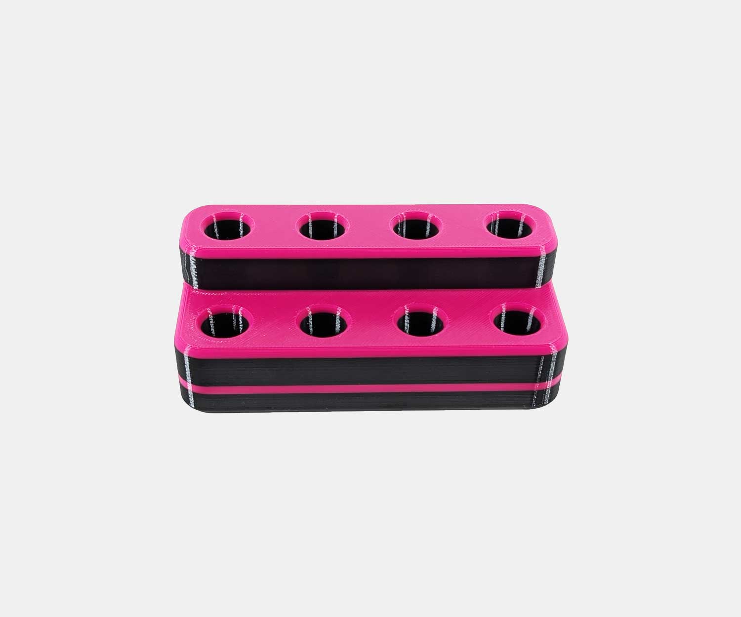 The Heavy Hitter 8 hole / 2 tier bowl holder in pink front view.
