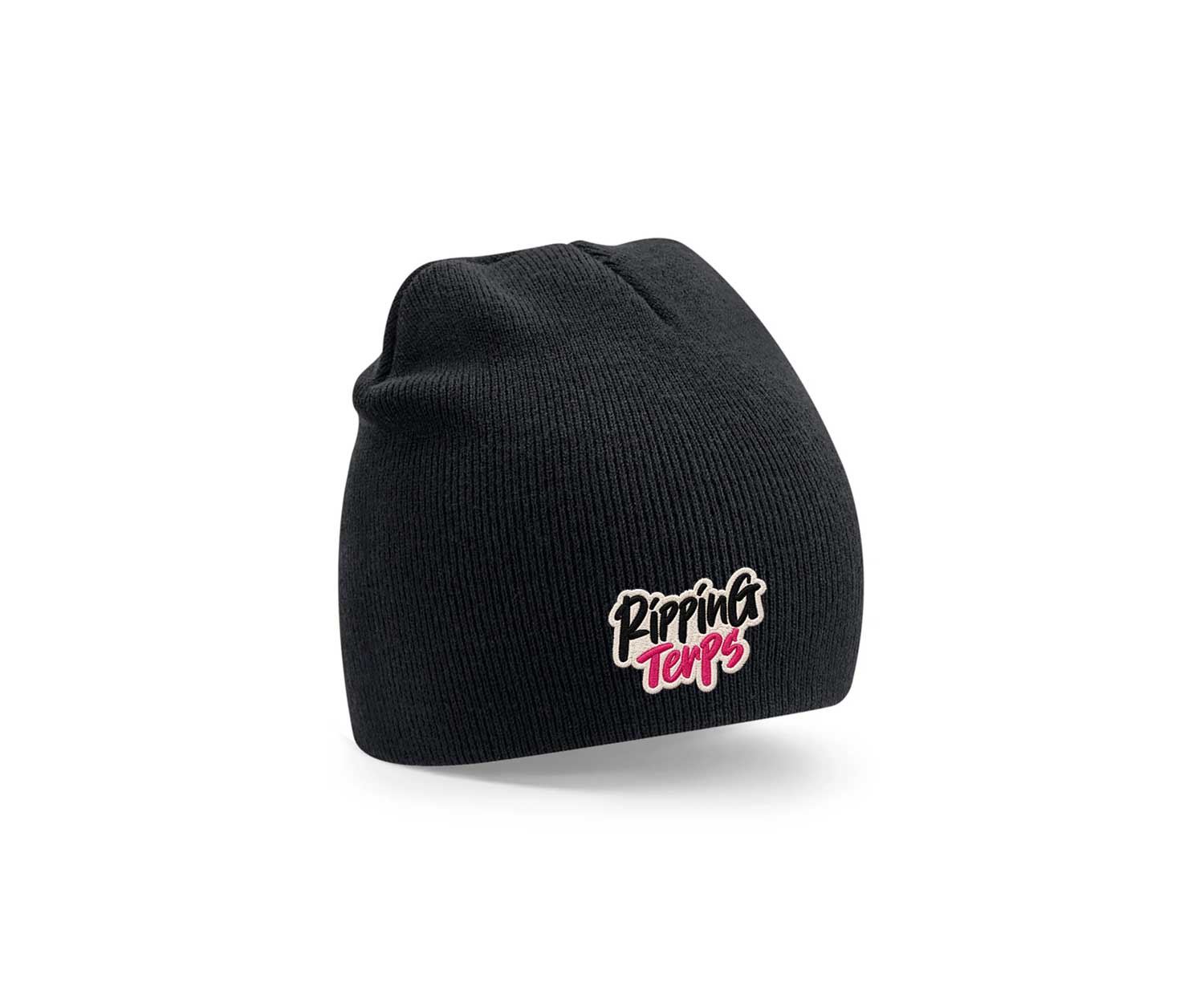 A black beanie hat with the Ripping Terps logo embroidered on the front.